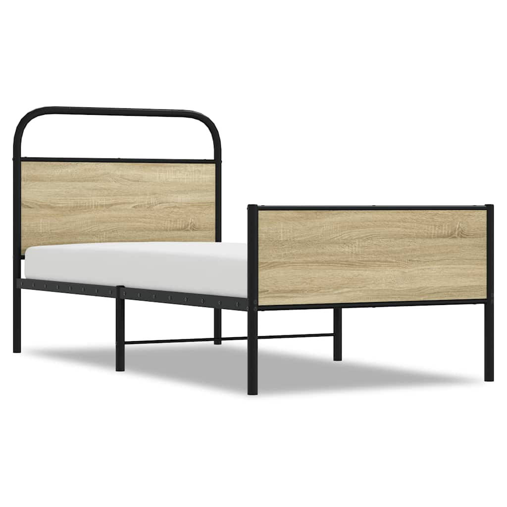 sengeramme 75x190 cm uden madras konstrueret træ sonoma-eg
