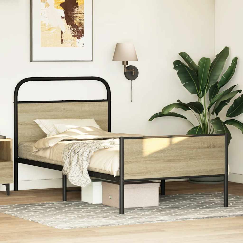 sengeramme 75x190 cm uden madras konstrueret træ sonoma-eg