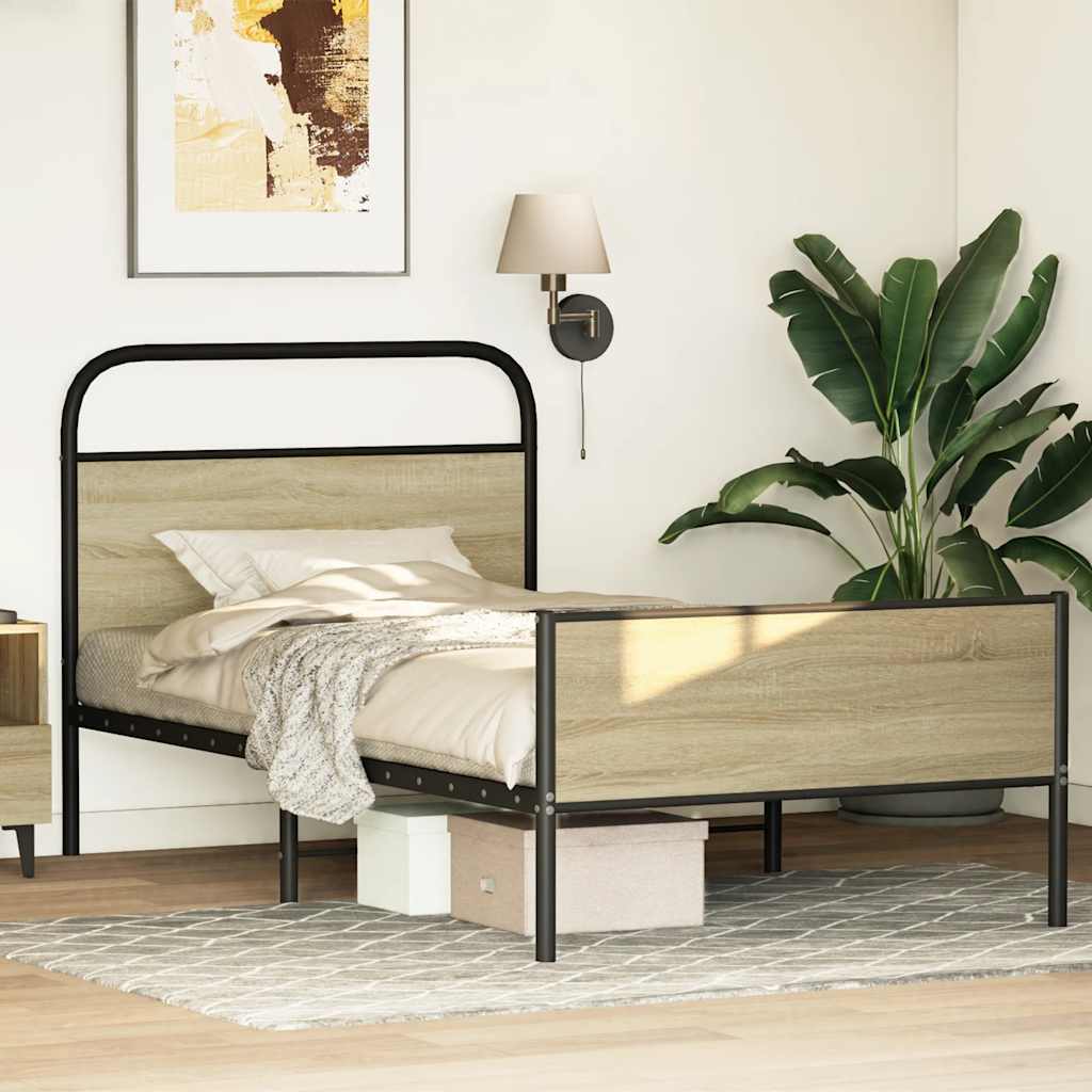 sengeramme 90x190 cm uden madras konstrueret træ sonoma-eg