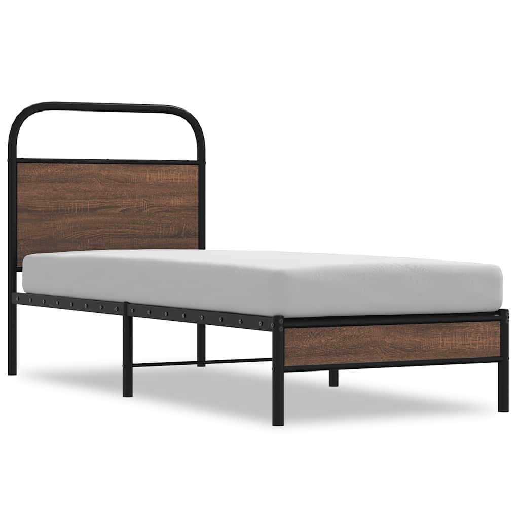 sengeramme 75x190 cm uden madras konstrueret træ brunt eg