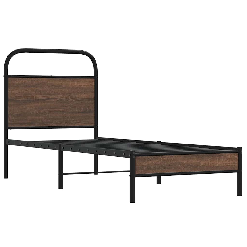 sengeramme 75x190 cm uden madras konstrueret træ brunt eg