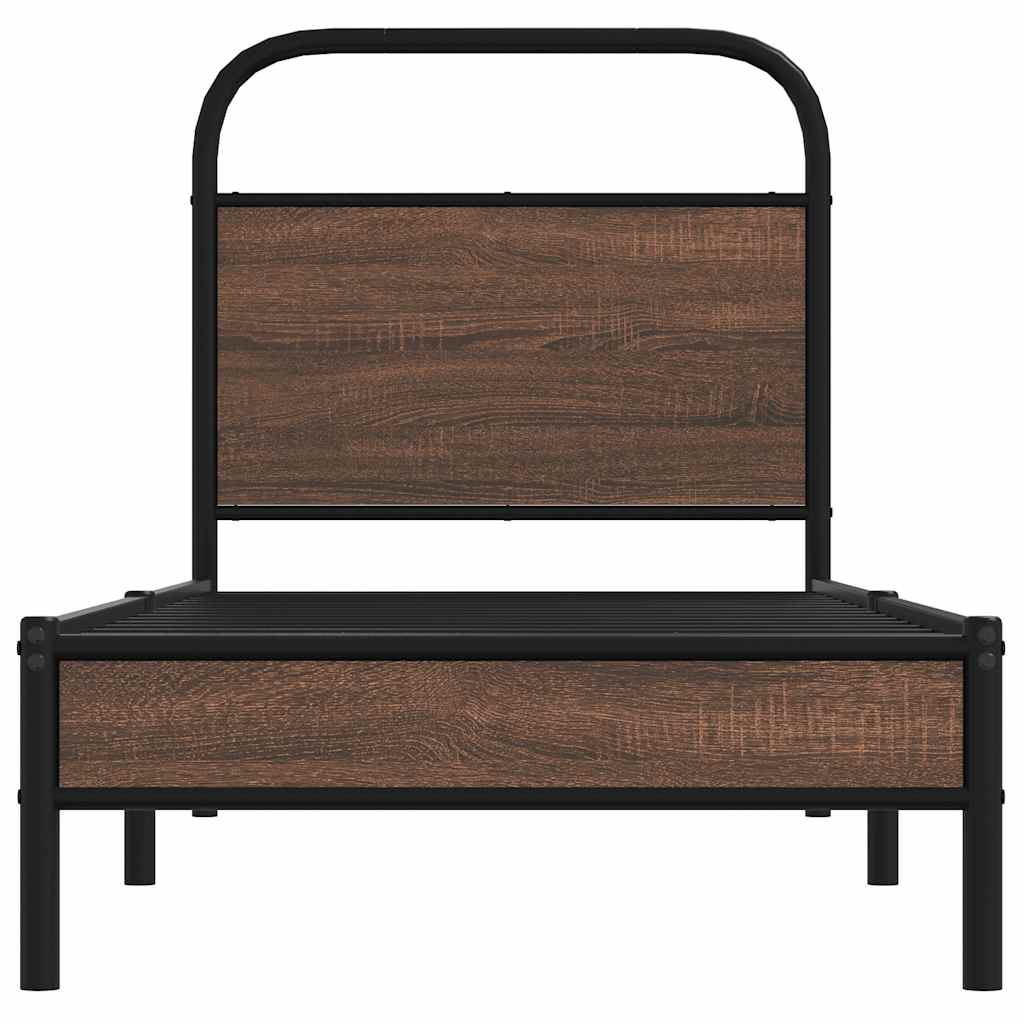 sengeramme 75x190 cm uden madras konstrueret træ brunt eg