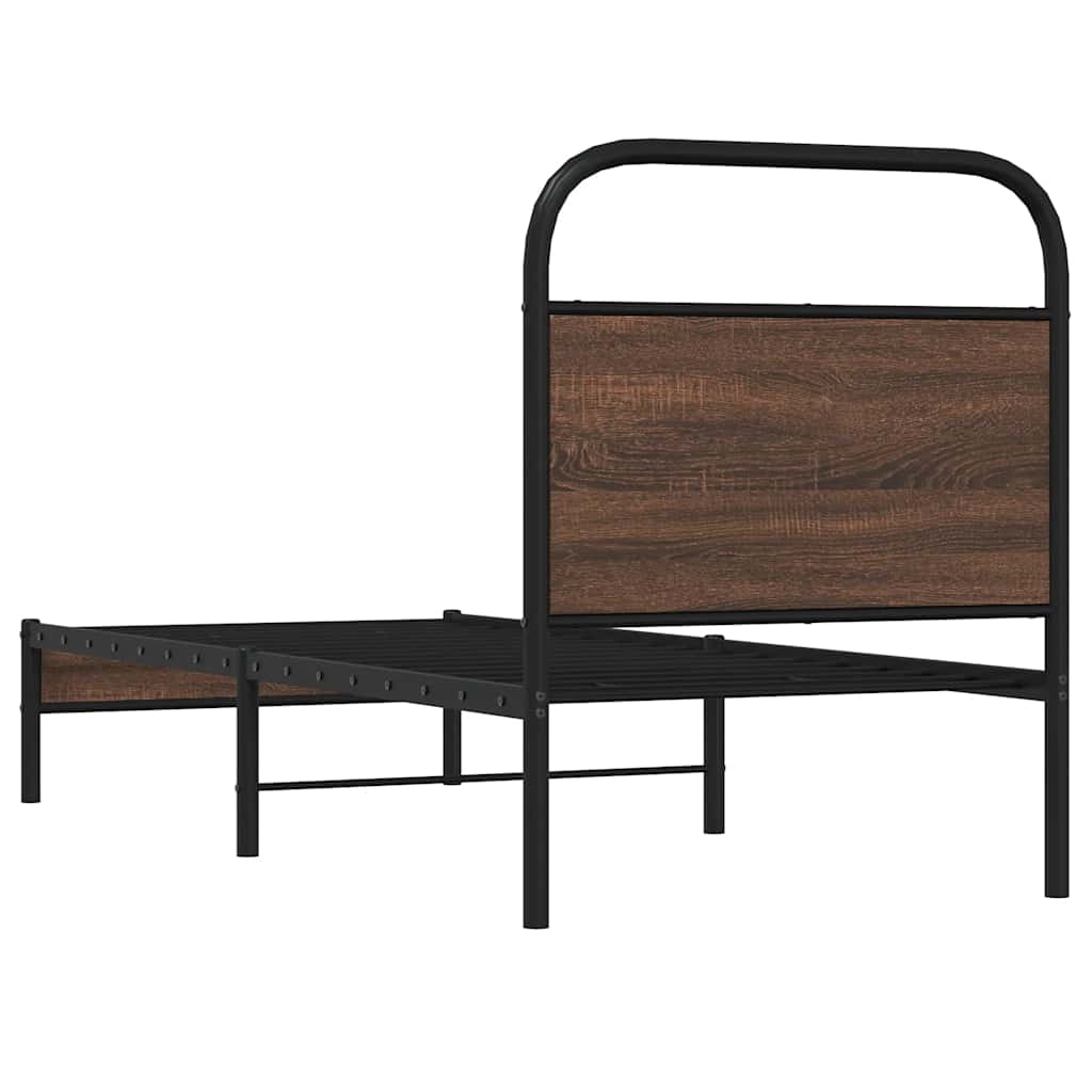 sengeramme 75x190 cm uden madras konstrueret træ brunt eg