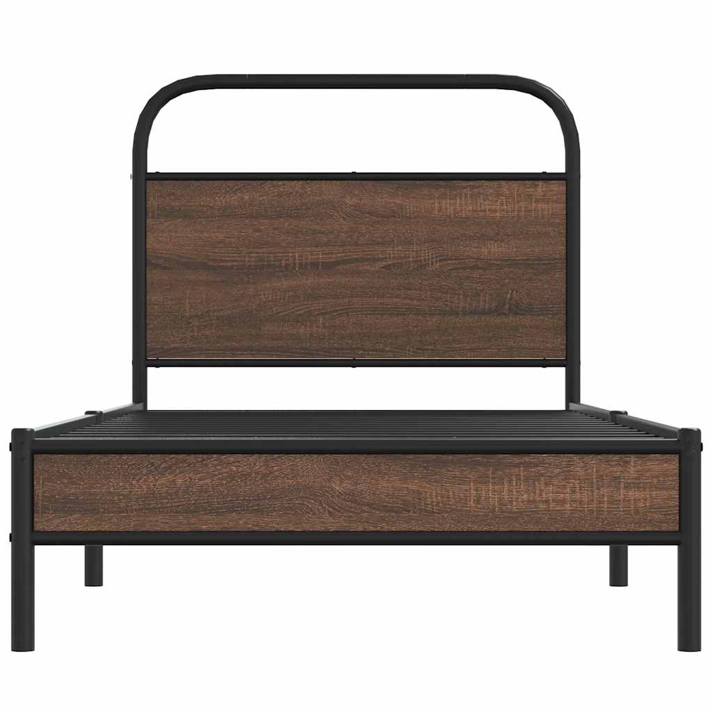 sengeramme 90x190 cm uden madras konstrueret træ brunt eg
