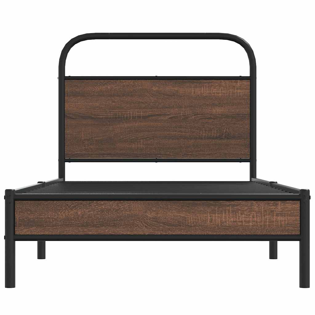 sengeramme 90x200 cm uden madras konstrueret træ brunt eg