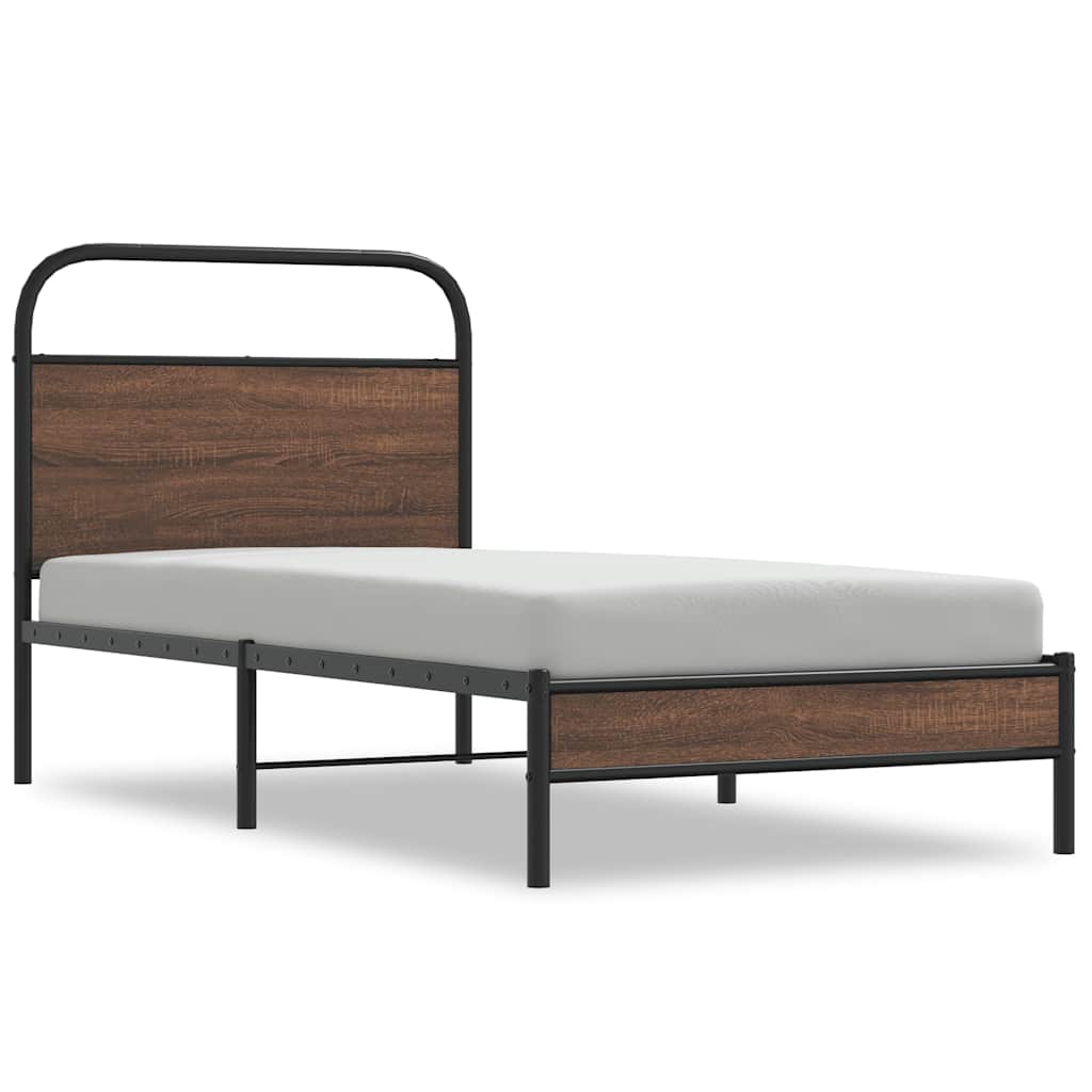 sengeramme 100x200 cm uden madras konstrueret træ brunt eg