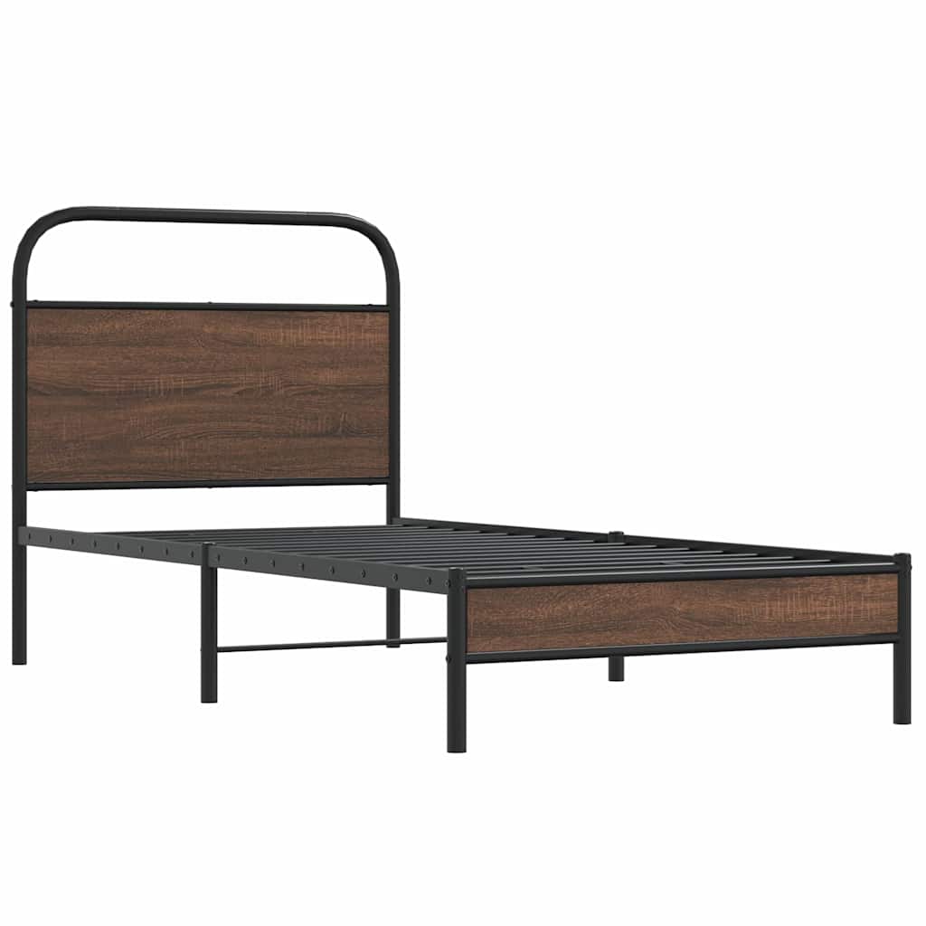 sengeramme 100x200 cm uden madras konstrueret træ brunt eg