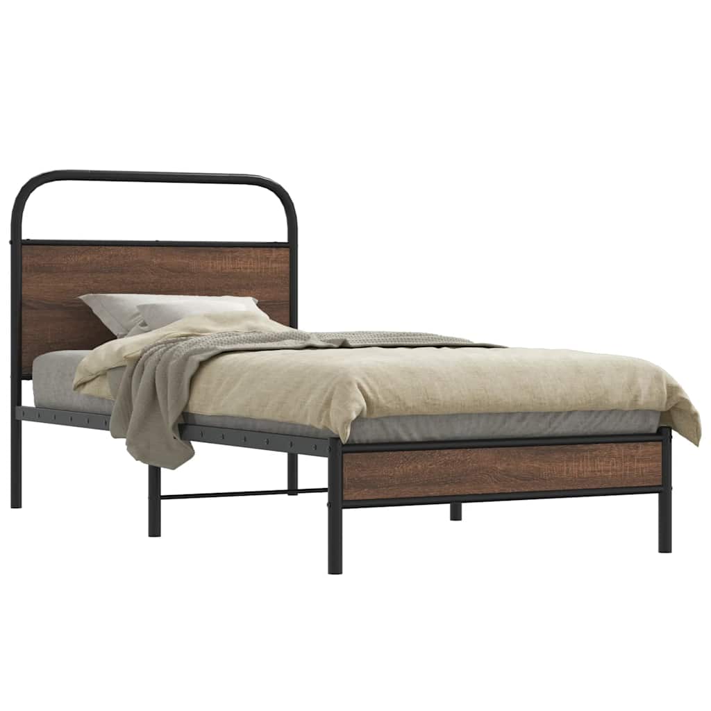 sengeramme 100x200 cm uden madras konstrueret træ brunt eg