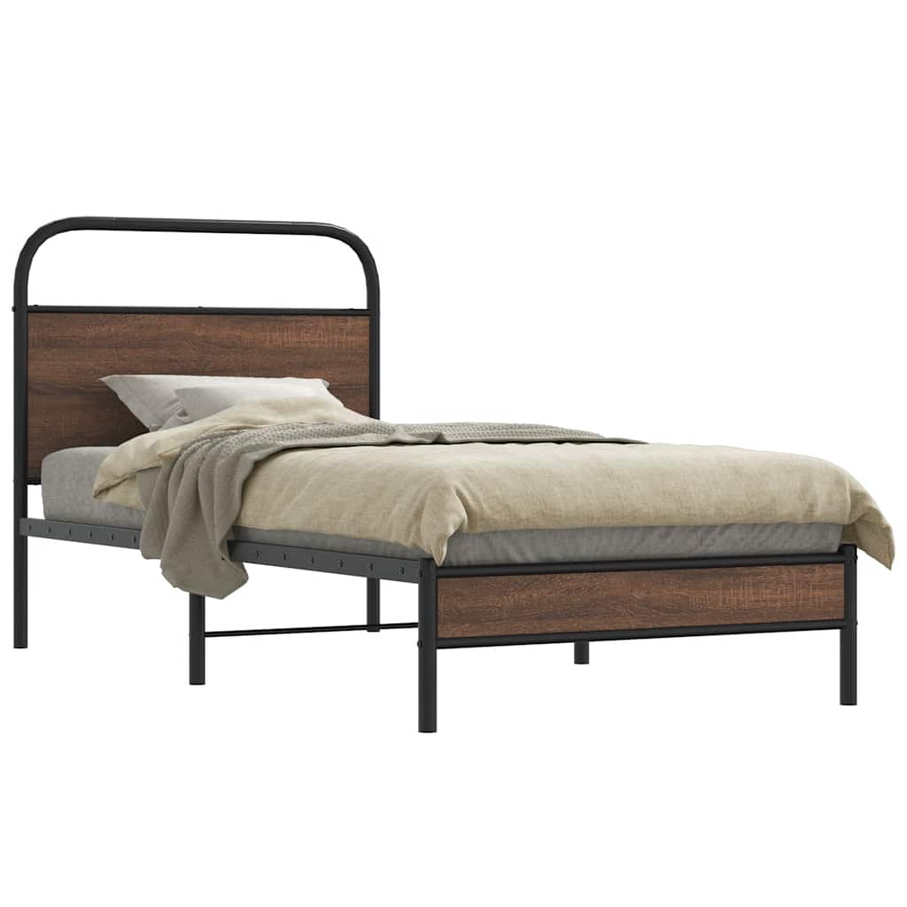 sengeramme 107x203 cm uden madras konstrueret træ brunt eg