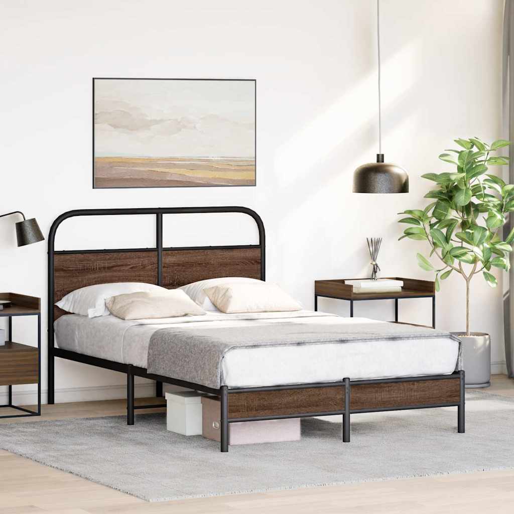 sengeramme 140x190 cm uden madras konstrueret træ brunt eg