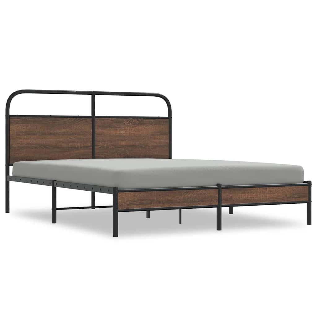 sengeramme 150x200 cm uden madras konstrueret træ brunt eg