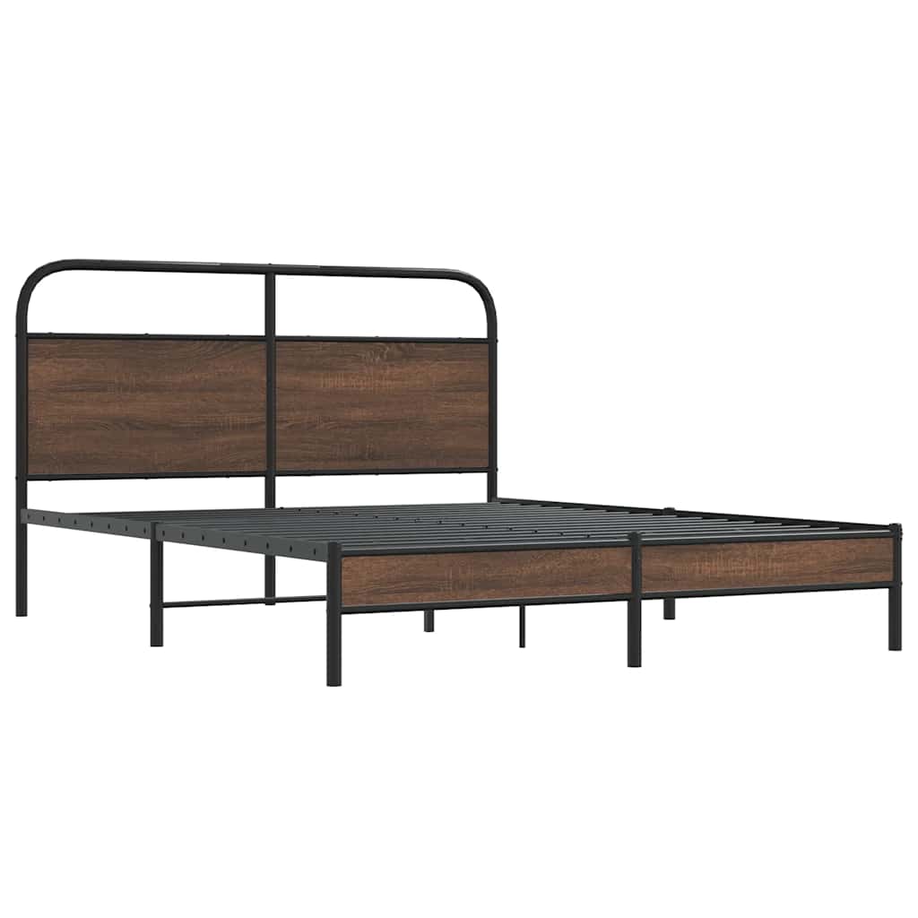 sengeramme 150x200 cm uden madras konstrueret træ brunt eg