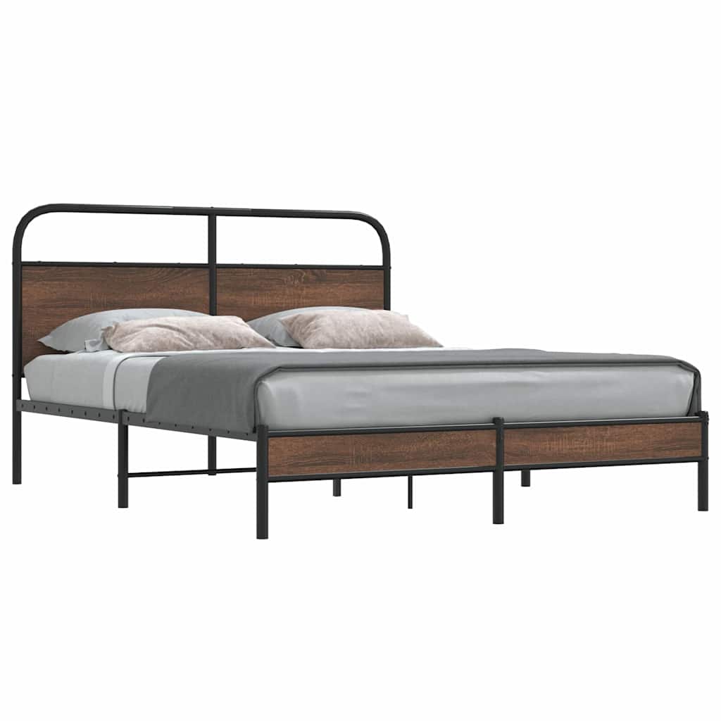 sengeramme 150x200 cm uden madras konstrueret træ brunt eg