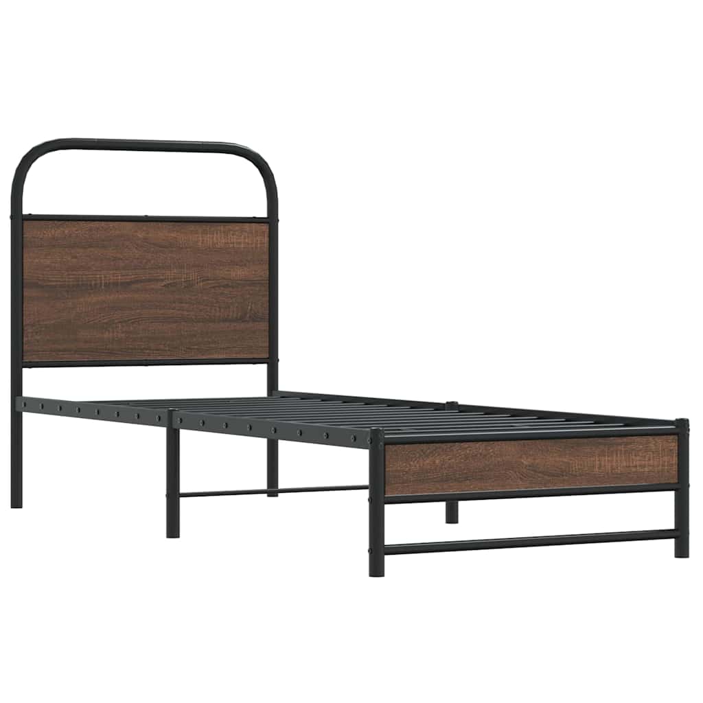 sengeramme 75x190 cm uden madras konstrueret træ brunt eg