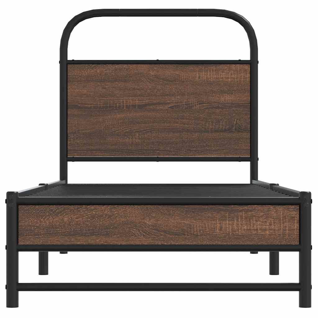 sengeramme 75x190 cm uden madras konstrueret træ brunt eg