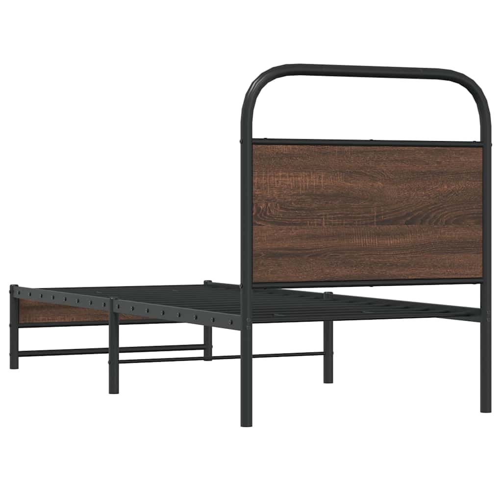sengeramme 75x190 cm uden madras konstrueret træ brunt eg