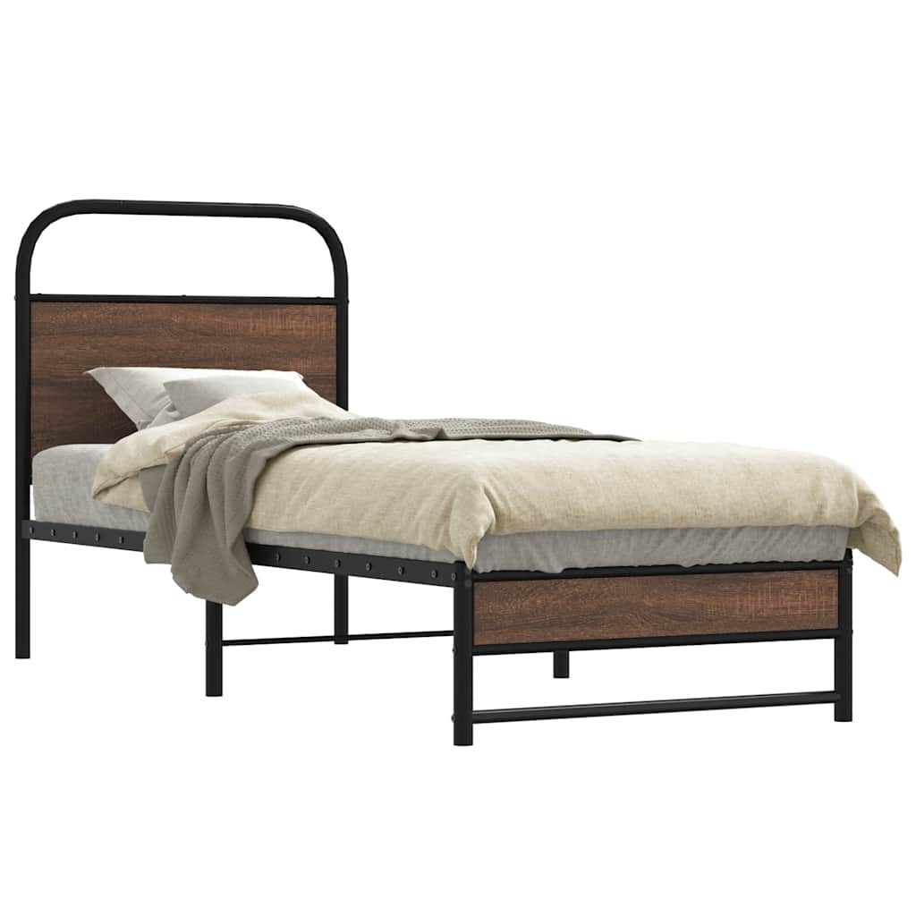 sengeramme 75x190 cm uden madras konstrueret træ brunt eg