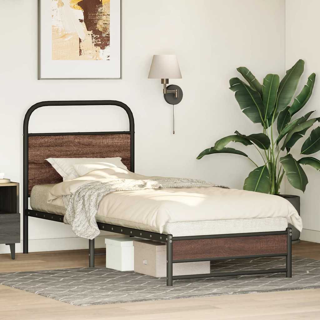 sengeramme 80x200 cm uden madras konstrueret træ brunt eg