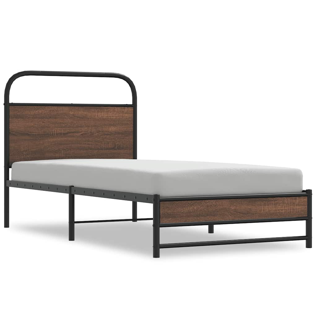 sengeramme 90x190 cm uden madras konstrueret træ brunt eg