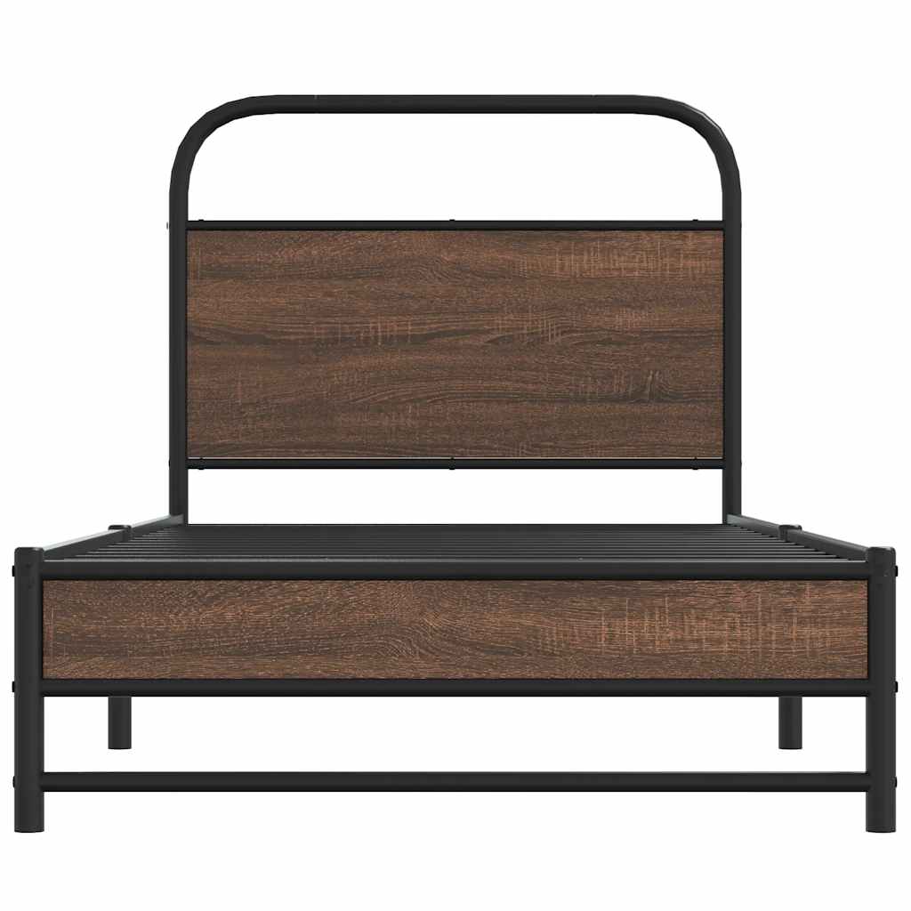 sengeramme 90x190 cm uden madras konstrueret træ brunt eg