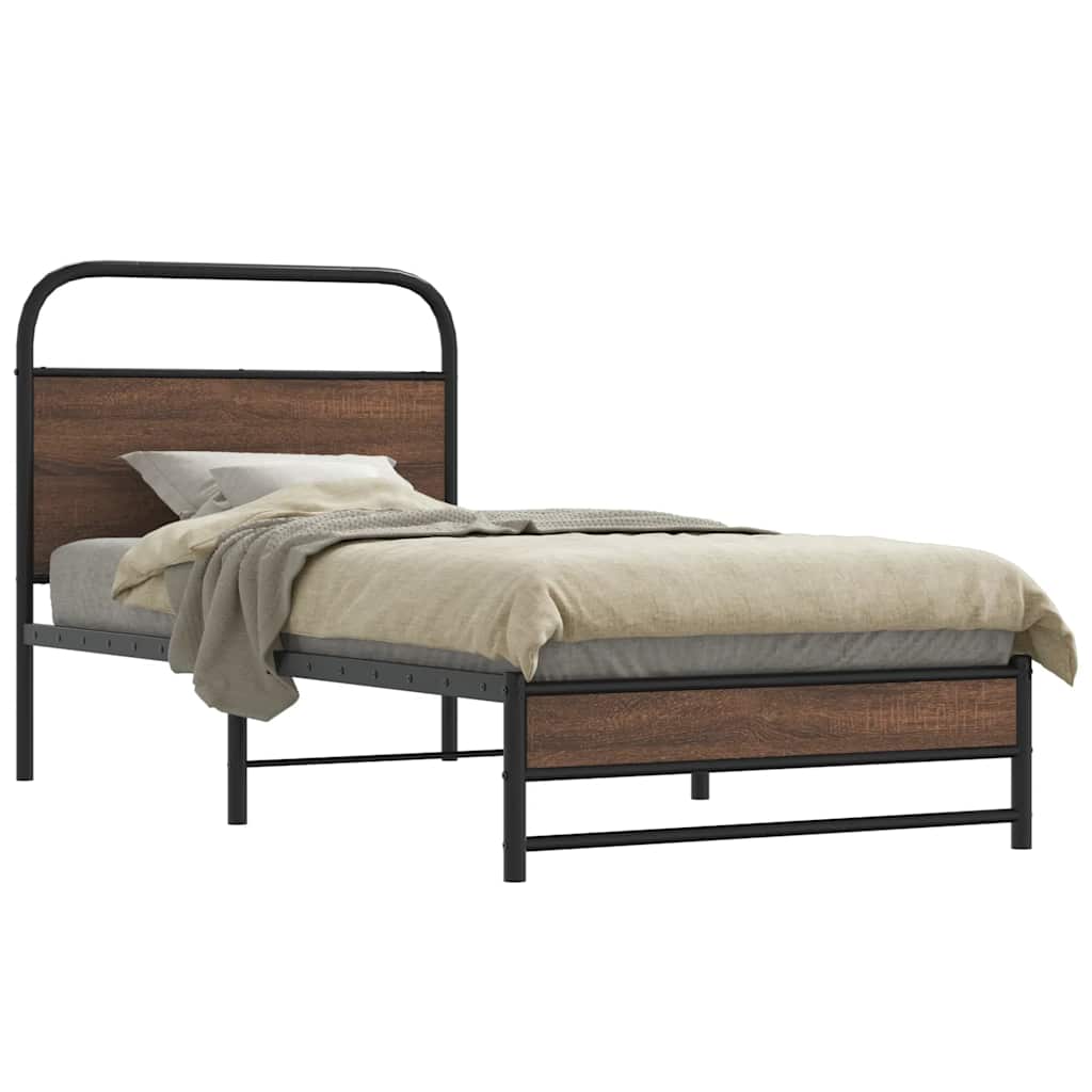 sengeramme 90x190 cm uden madras konstrueret træ brunt eg