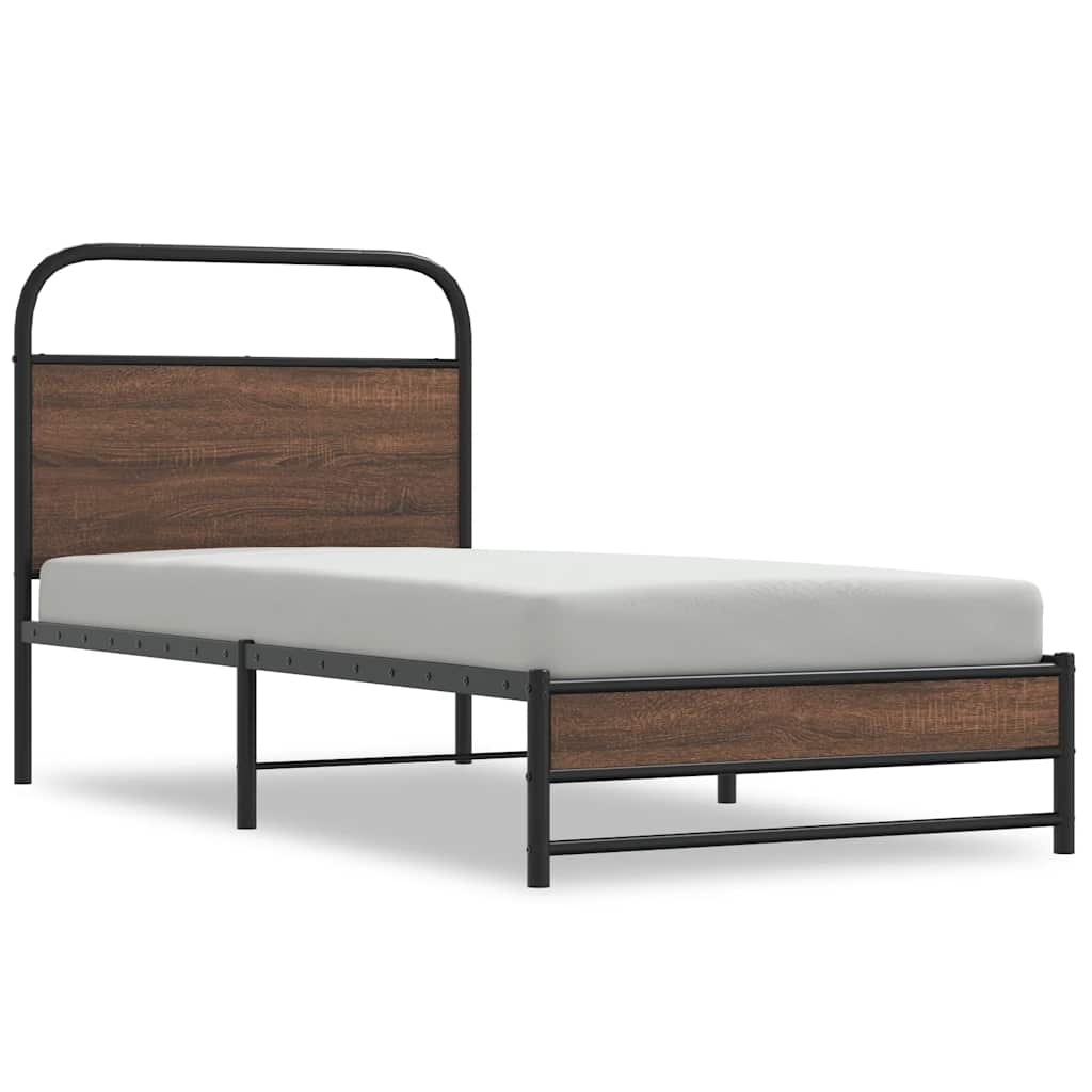 sengeramme 100x200 cm uden madras konstrueret træ brunt eg