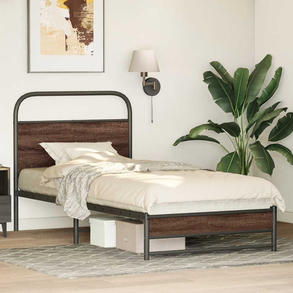 sengeramme 100x200 cm uden madras konstrueret træ brunt eg