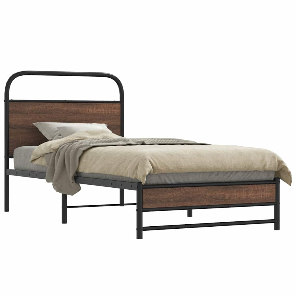 sengeramme 100x200 cm uden madras konstrueret træ brunt eg