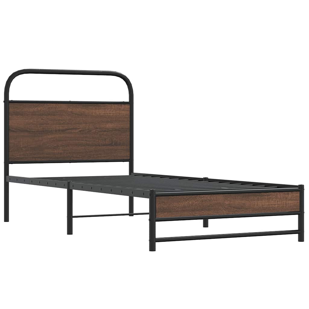 sengeramme 107x203 cm uden madras konstrueret træ brunt eg