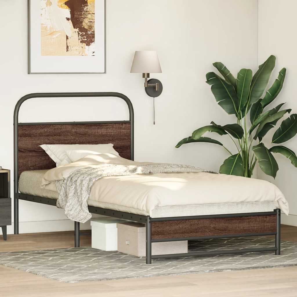 sengeramme 107x203 cm uden madras konstrueret træ brunt eg