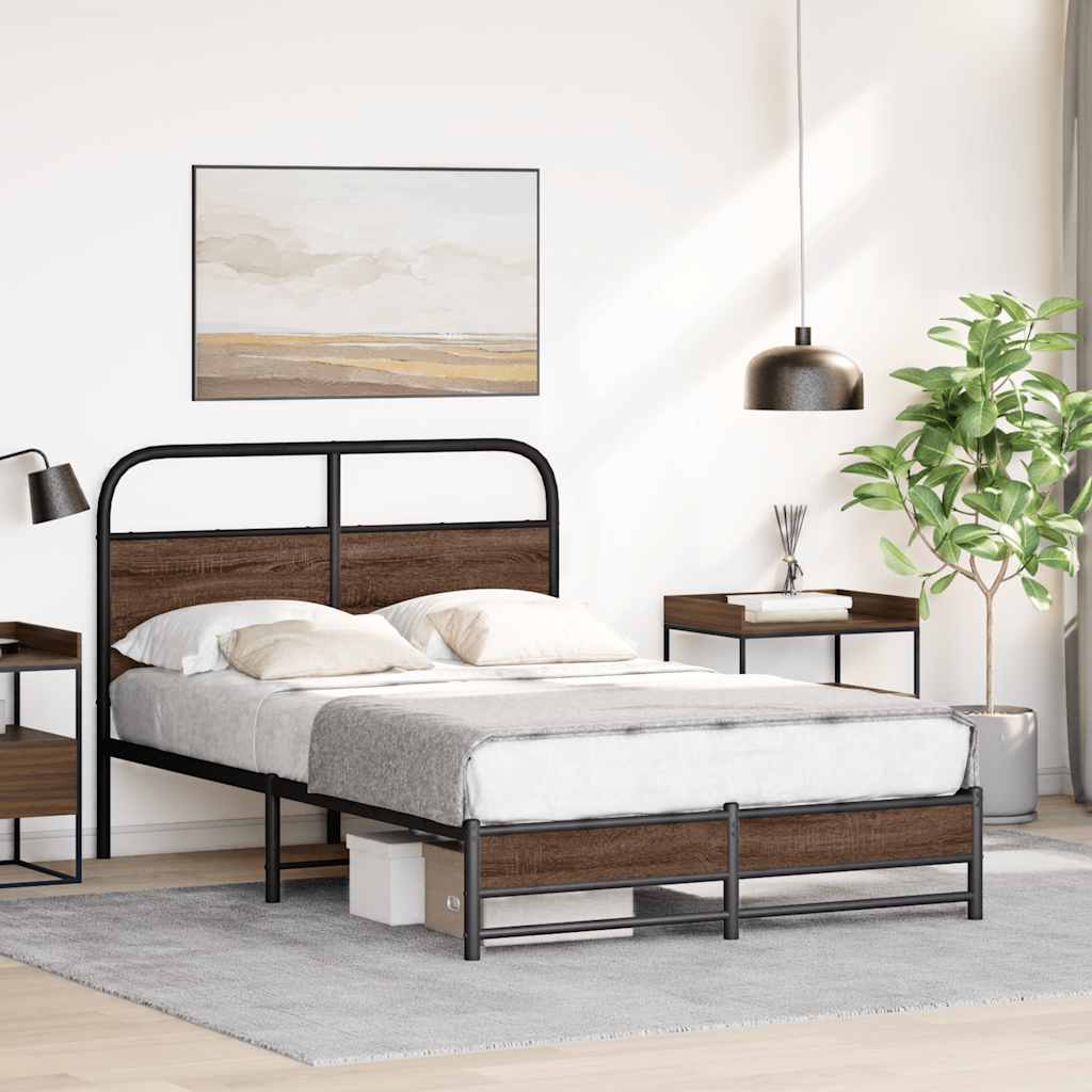 sengeramme 135x190 cm uden madras konstrueret træ brunt eg