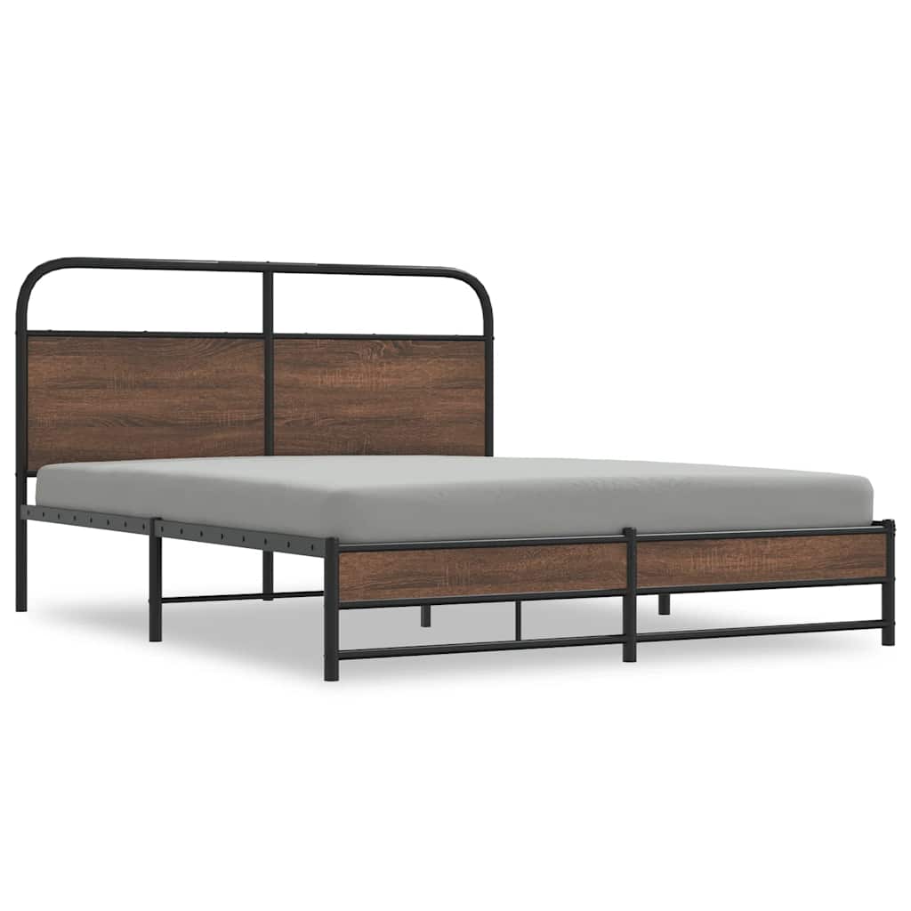 sengeramme 150x200 cm uden madras konstrueret træ brunt eg