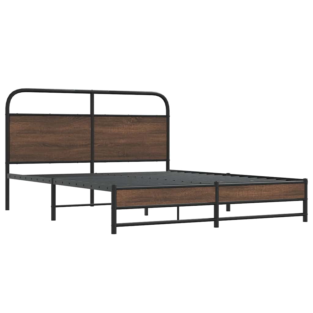 sengeramme 150x200 cm uden madras konstrueret træ brunt eg