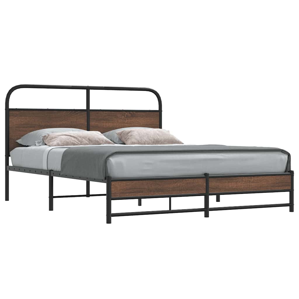 sengeramme 150x200 cm uden madras konstrueret træ brunt eg