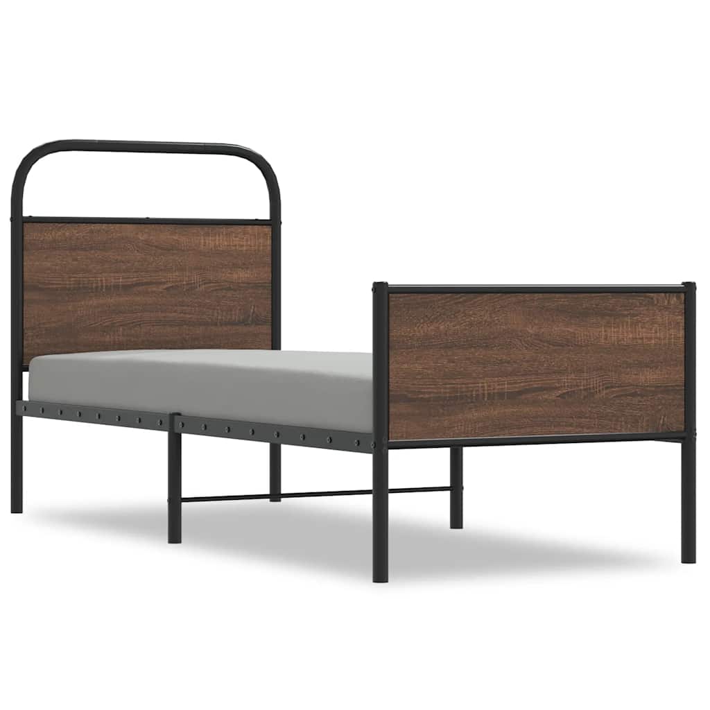 sengeramme 80x200 cm uden madras konstrueret træ brunt eg