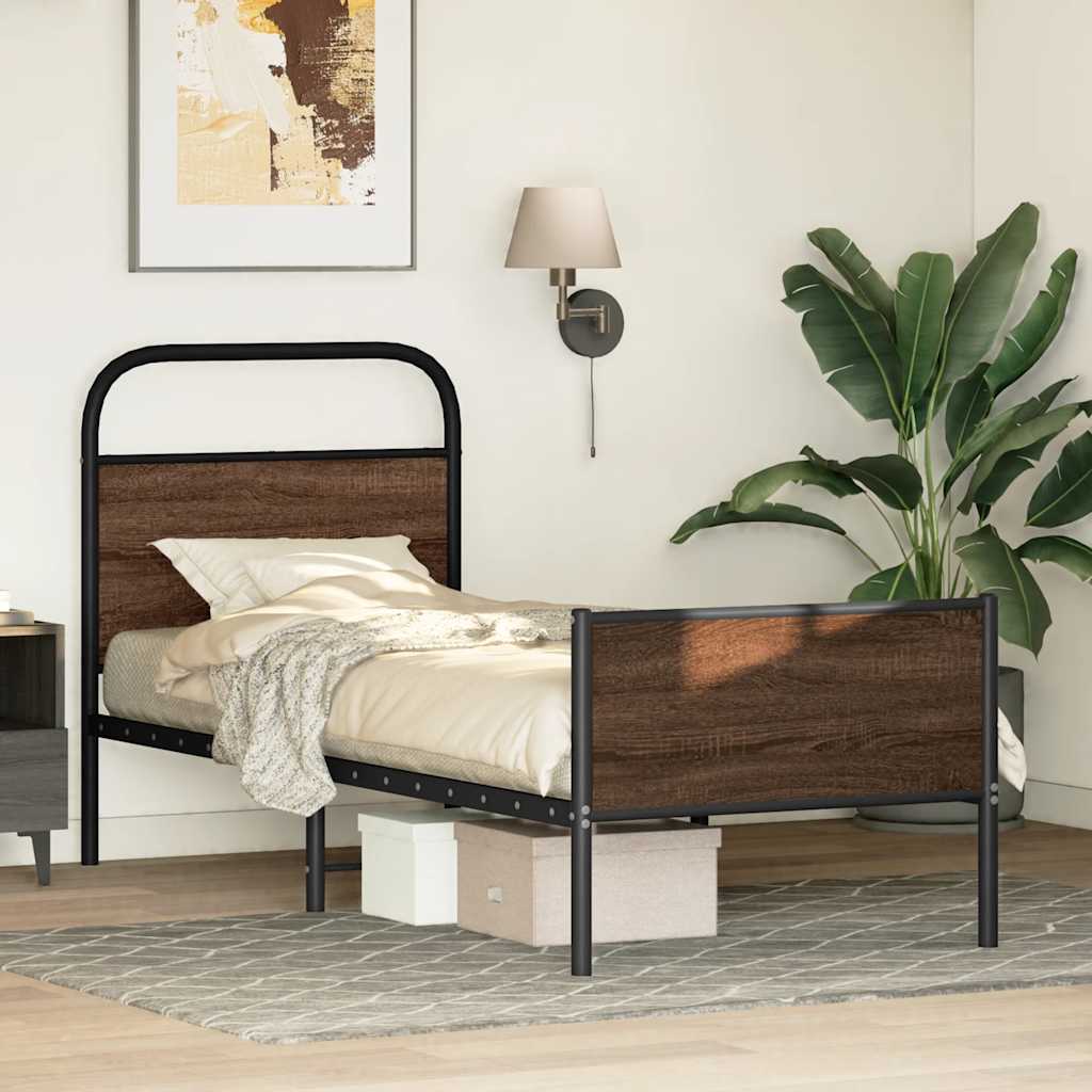 sengeramme 80x200 cm uden madras konstrueret træ brunt eg