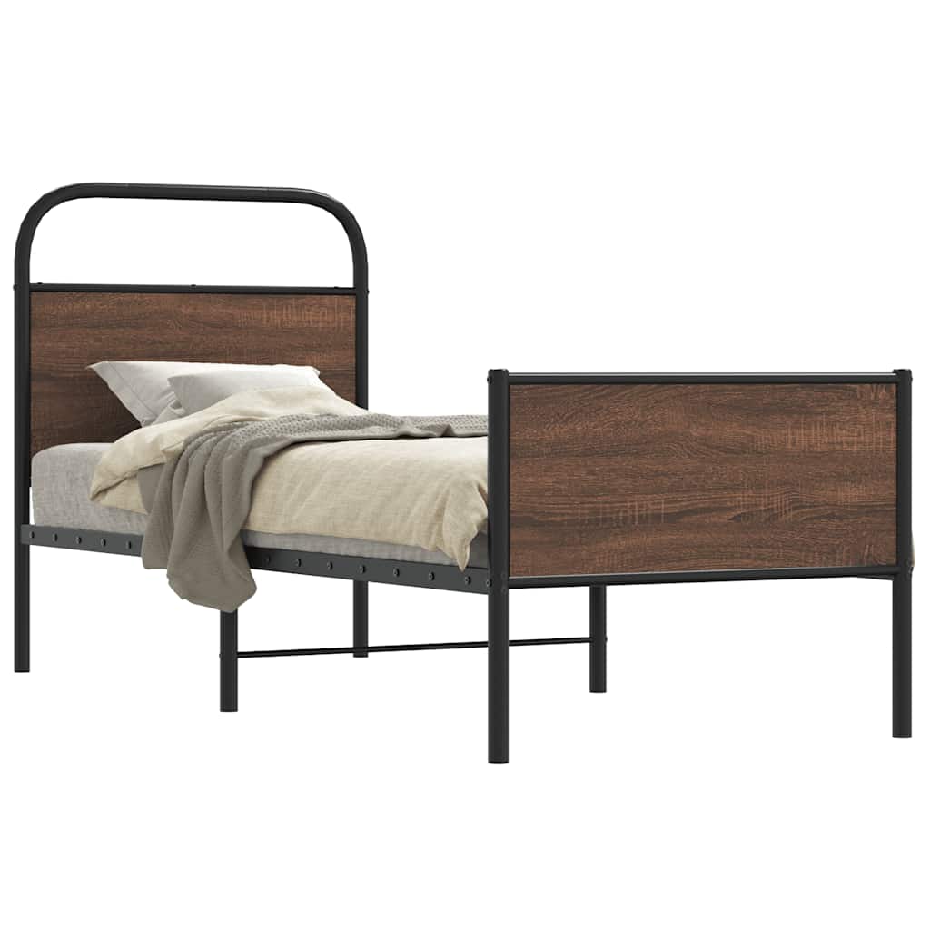 sengeramme 80x200 cm uden madras konstrueret træ brunt eg