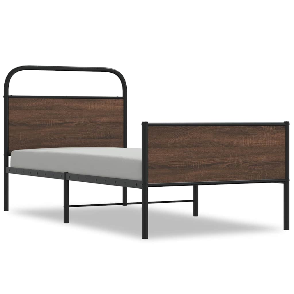sengeramme 90x200 cm uden madras konstrueret træ brunt eg