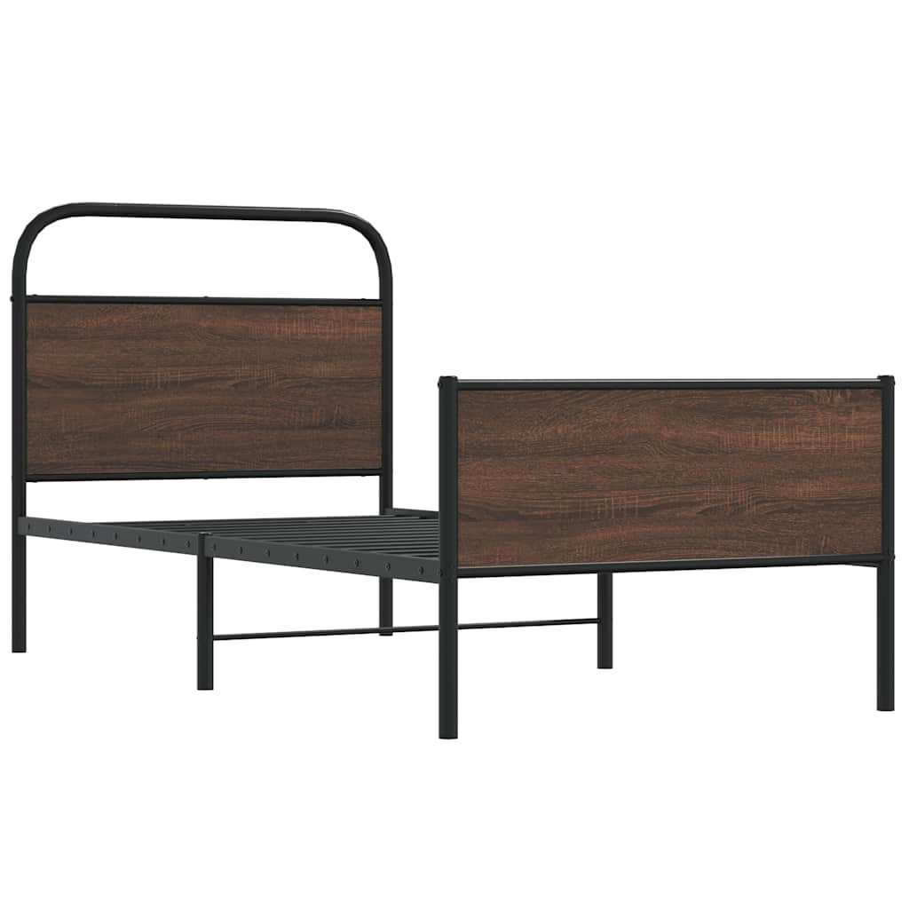 sengeramme 90x200 cm uden madras konstrueret træ brunt eg