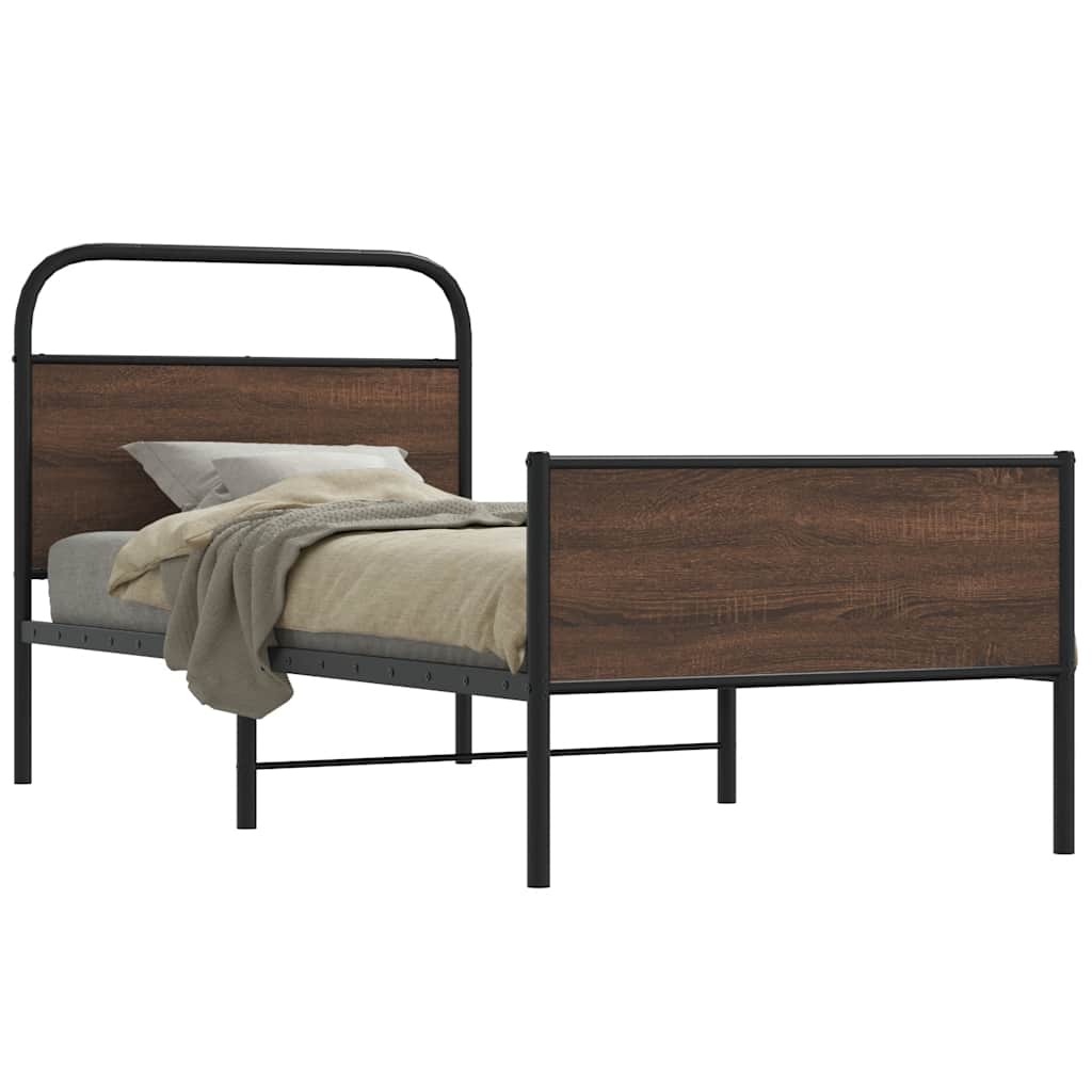 sengeramme 100x200 cm uden madras konstrueret træ brunt eg