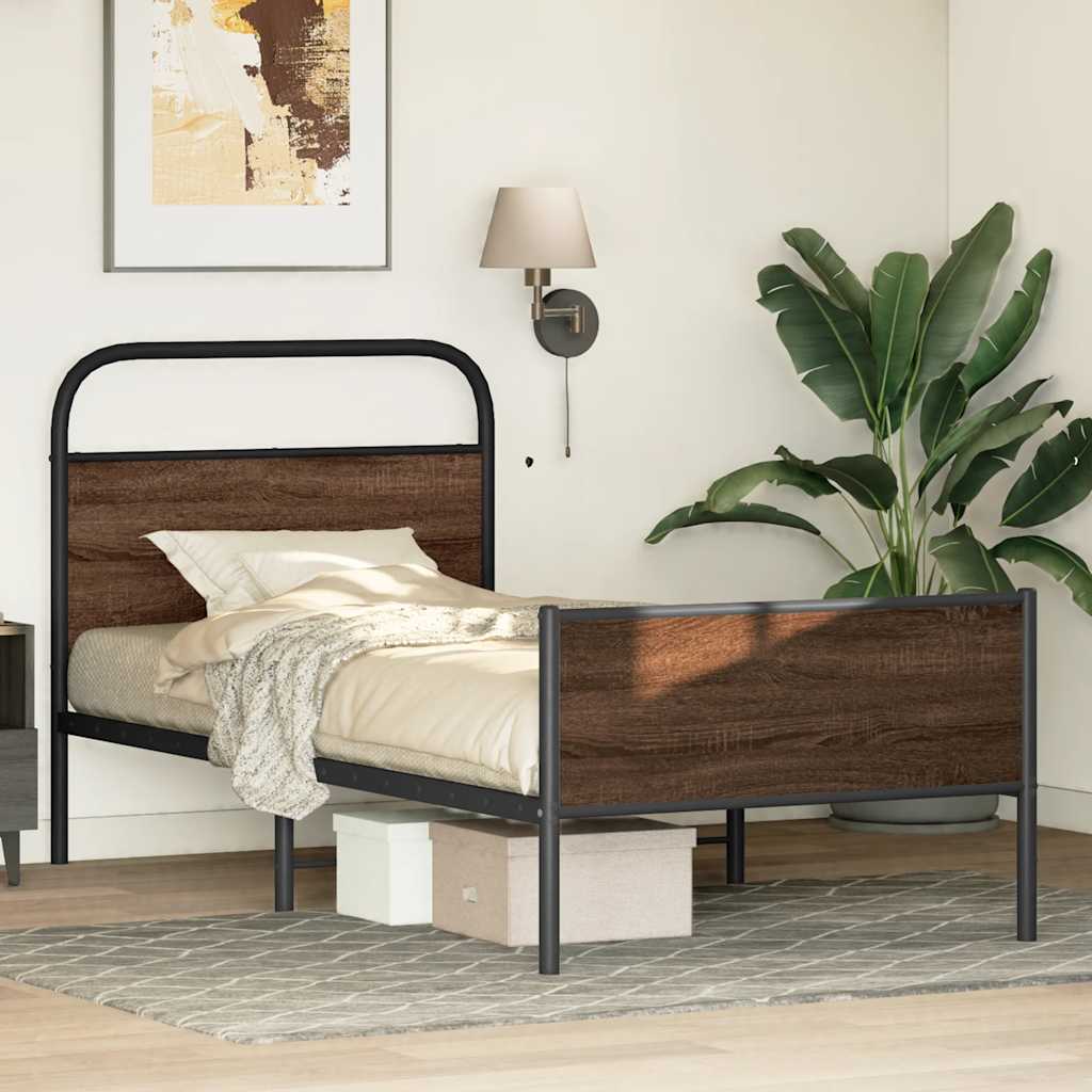 sengeramme 107x203 cm uden madras konstrueret træ brunt eg