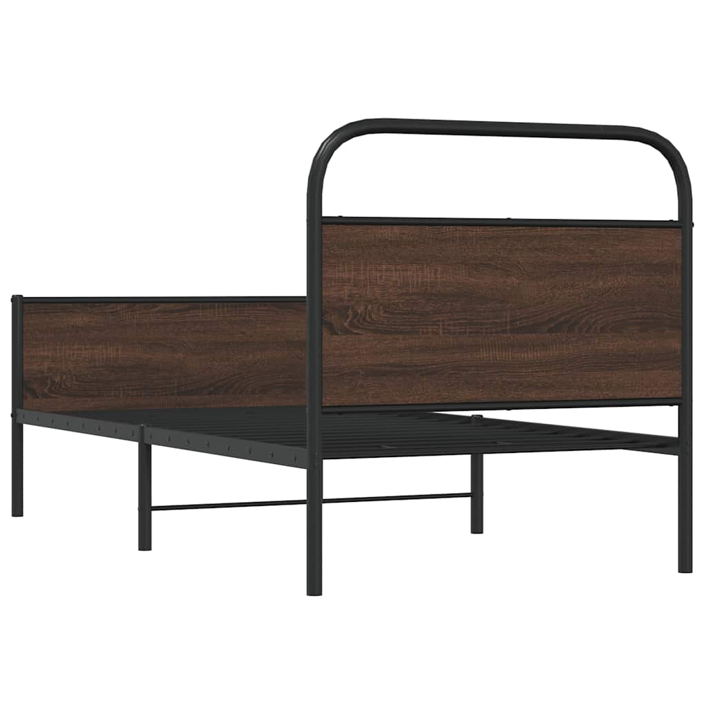 sengeramme 107x203 cm uden madras konstrueret træ brunt eg