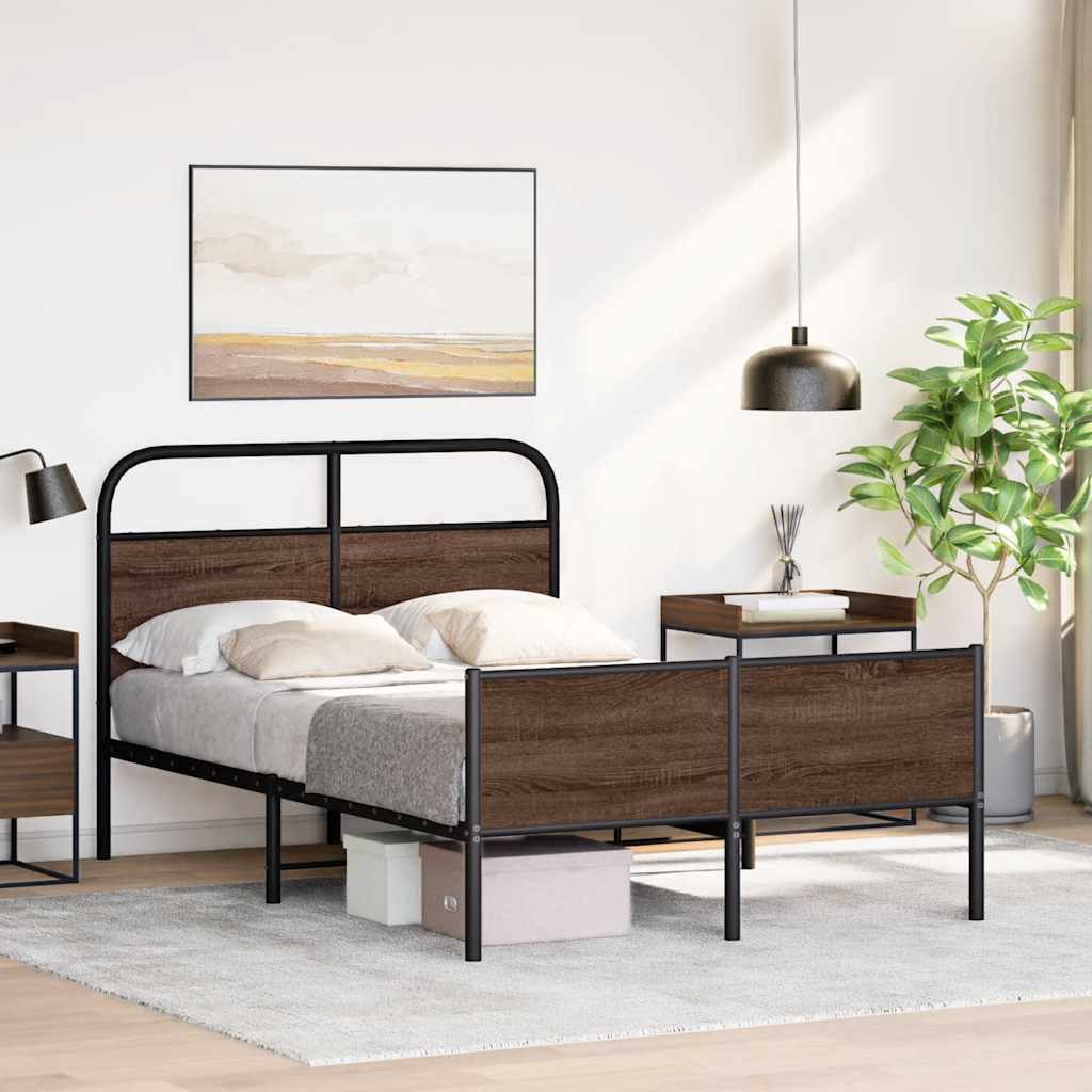 sengeramme 140x190 cm uden madras konstrueret træ brunt eg