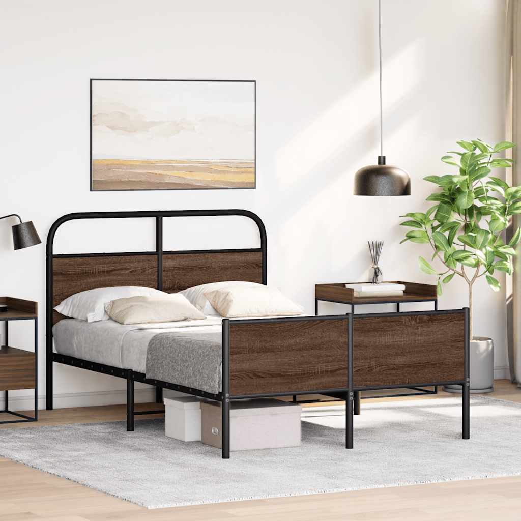 sengeramme 140x200 cm uden madras konstrueret træ brunt eg