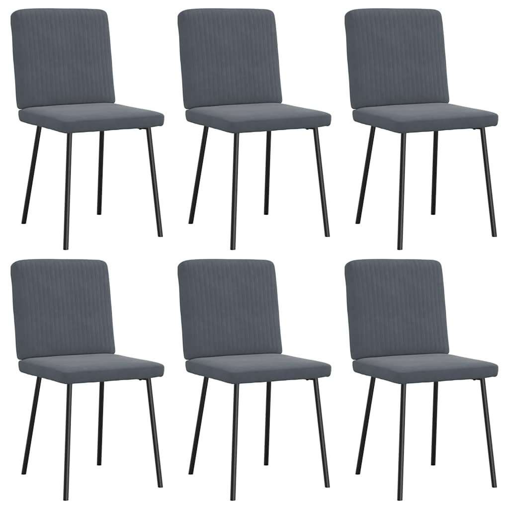 spisebordsstole 6 stk. velour mørkegrå