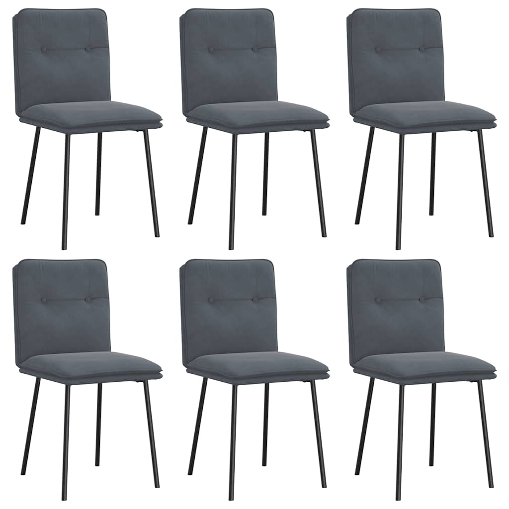 spisebordsstole 6 stk. velour mørkegrå