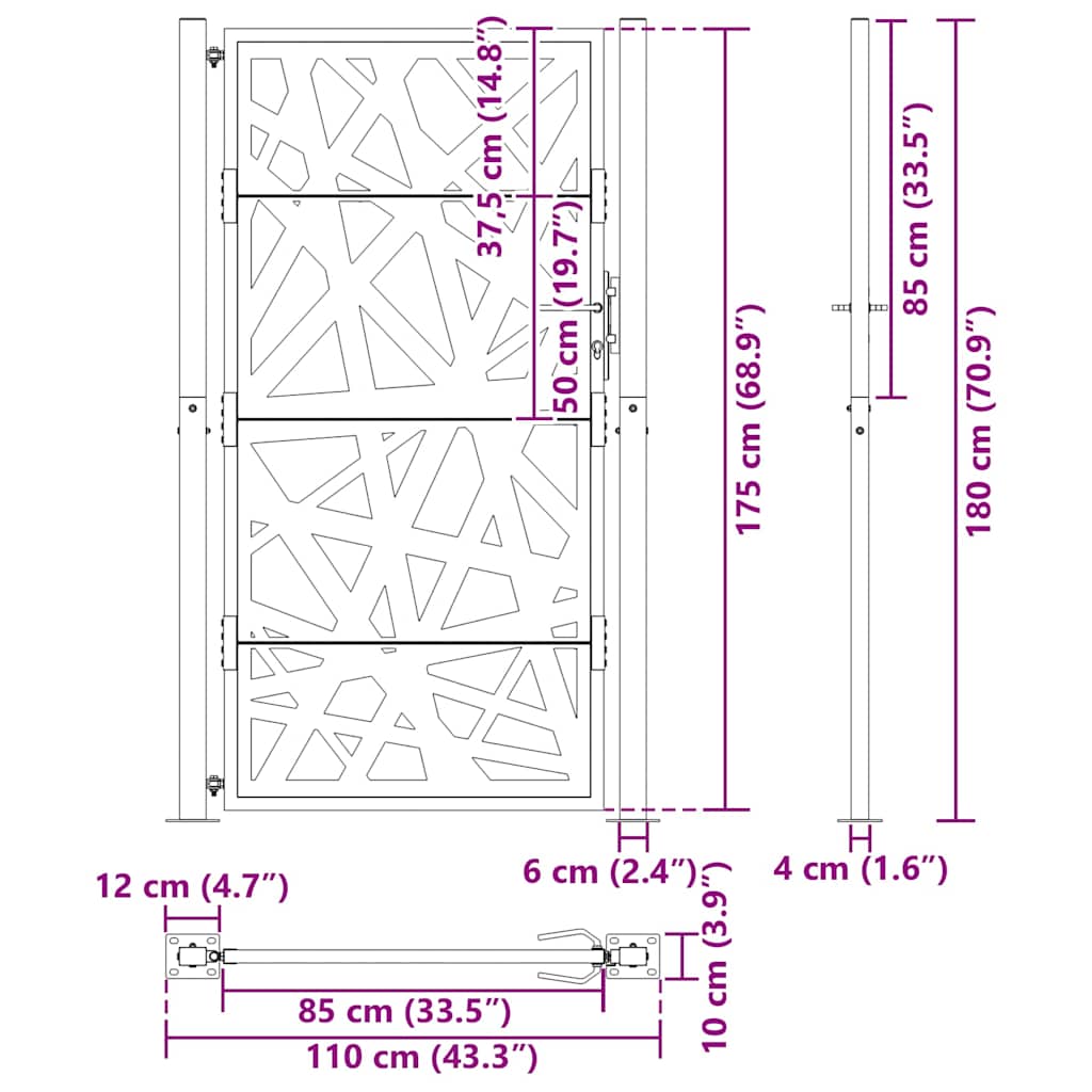 havelåge sort 100x175 cm stållampedesign