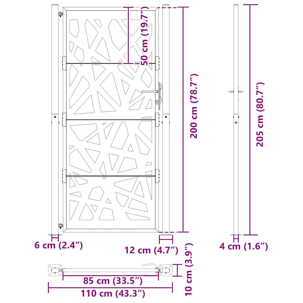havelåge sort 100x200 cm stållampedesign