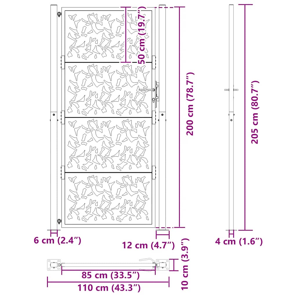 havelåge sort 100x200 cm stålbladdesign
