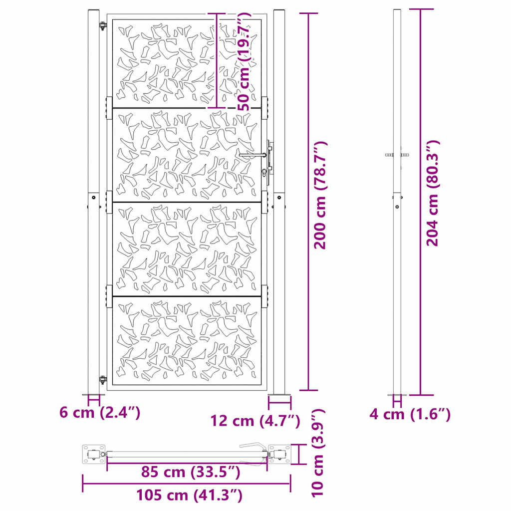havelåge 100x200 cm vejrbestandigt stålbladdesign